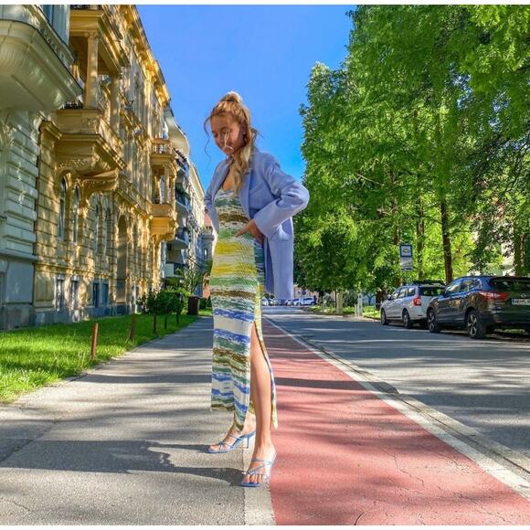 Zara Women's Knit Variegated Striped Long Maxi Dress Multicolor Size Medium - Picture 4 of 14